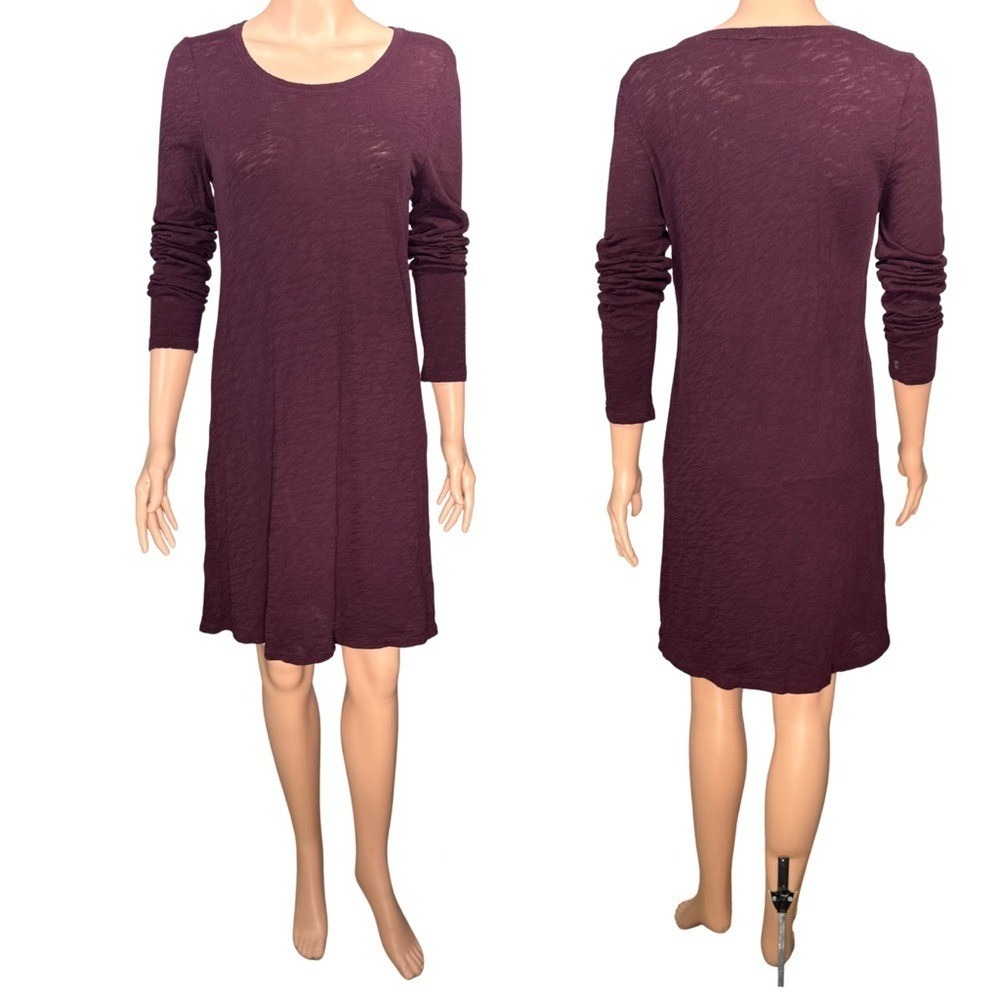 ATM Anthony Thomas Melillo Slub Jersey Long Sleeve Dress Plum Burgundy AW2221-FK